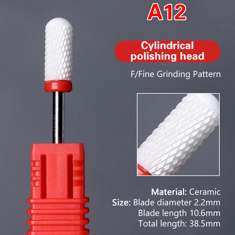 Ceramic Milling Cutter Nail Drill Bit Electric Manicure Pedicure Mill Bits Machine Files Nail Art Tools Equipment Peaceful Pleasures Health and Wellness A12