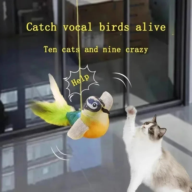 Bird Sound Cat Toy – Elastic Rope Squeaky Interactive Toy Interactive Cat Toy Peaceful Pleasures Health and Wellness
