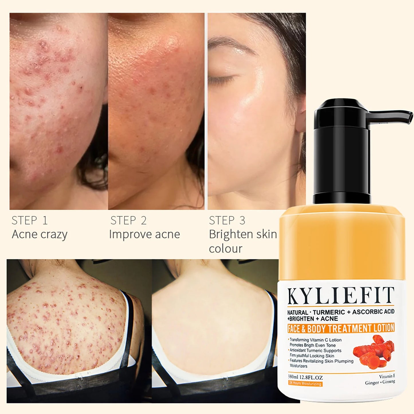 AILKE Turmeric Brightening Lotion | Face & Body Moisturizer