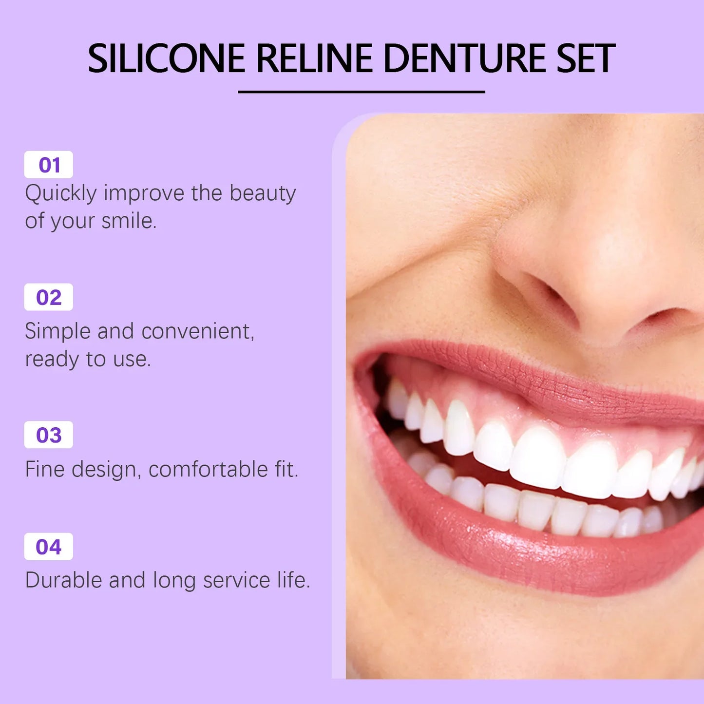 Silicone Temporary Denture Kit – Adjustable False Teeth Smile
