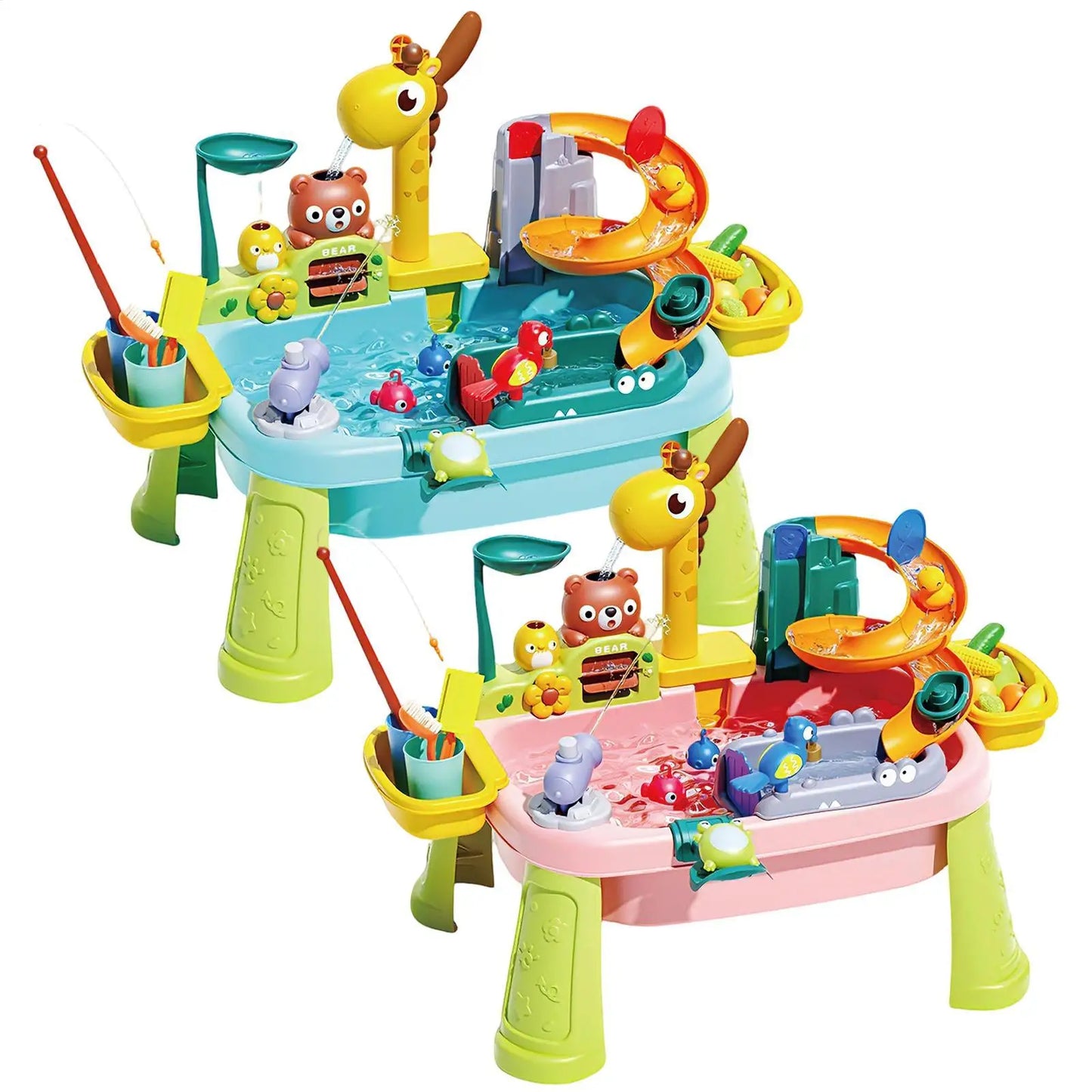 Toddler Water Table 4-in-1 Kitchen Sink & Fishing Game Toy