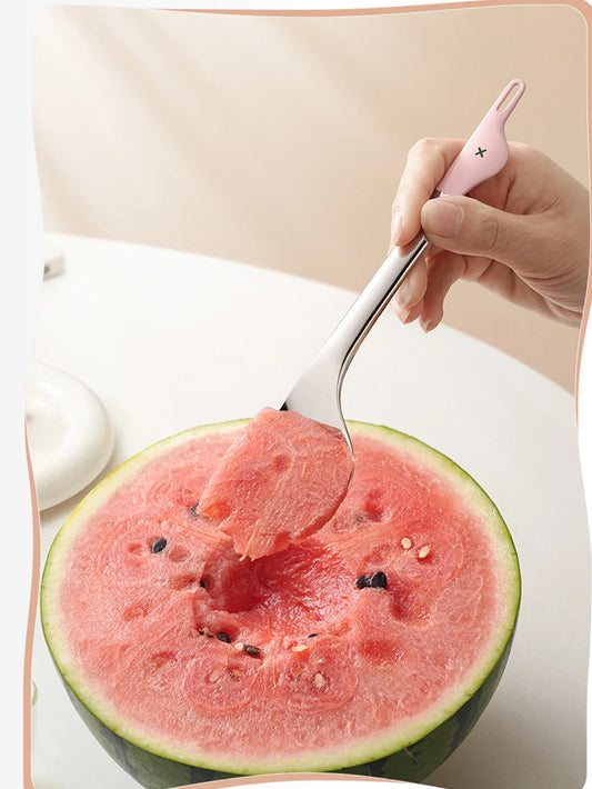 1Pcs Cartoon Stainless Steel Dual-purpose Watermelon Spoon Duck Shape Seed Remover Dessert Spoon Grip Grade Coffee Spoon Peaceful Pleasures Health and Wellness