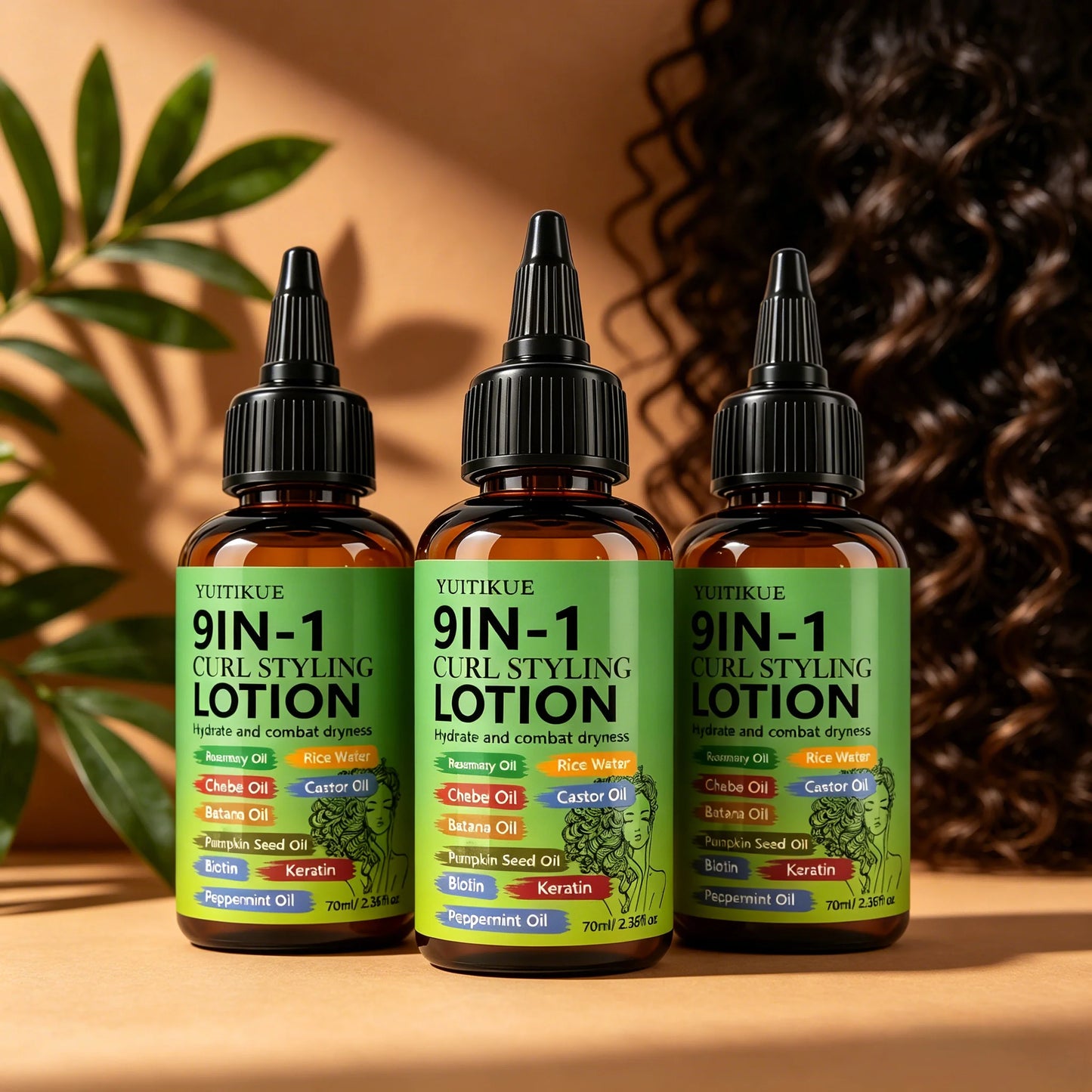 YUITIKUE 9-in-1 Curl Styling Lotion – Anti-Frizz & Hydrating Curl Styling Lotion Peaceful Pleasures Health and Wellness 3pc
