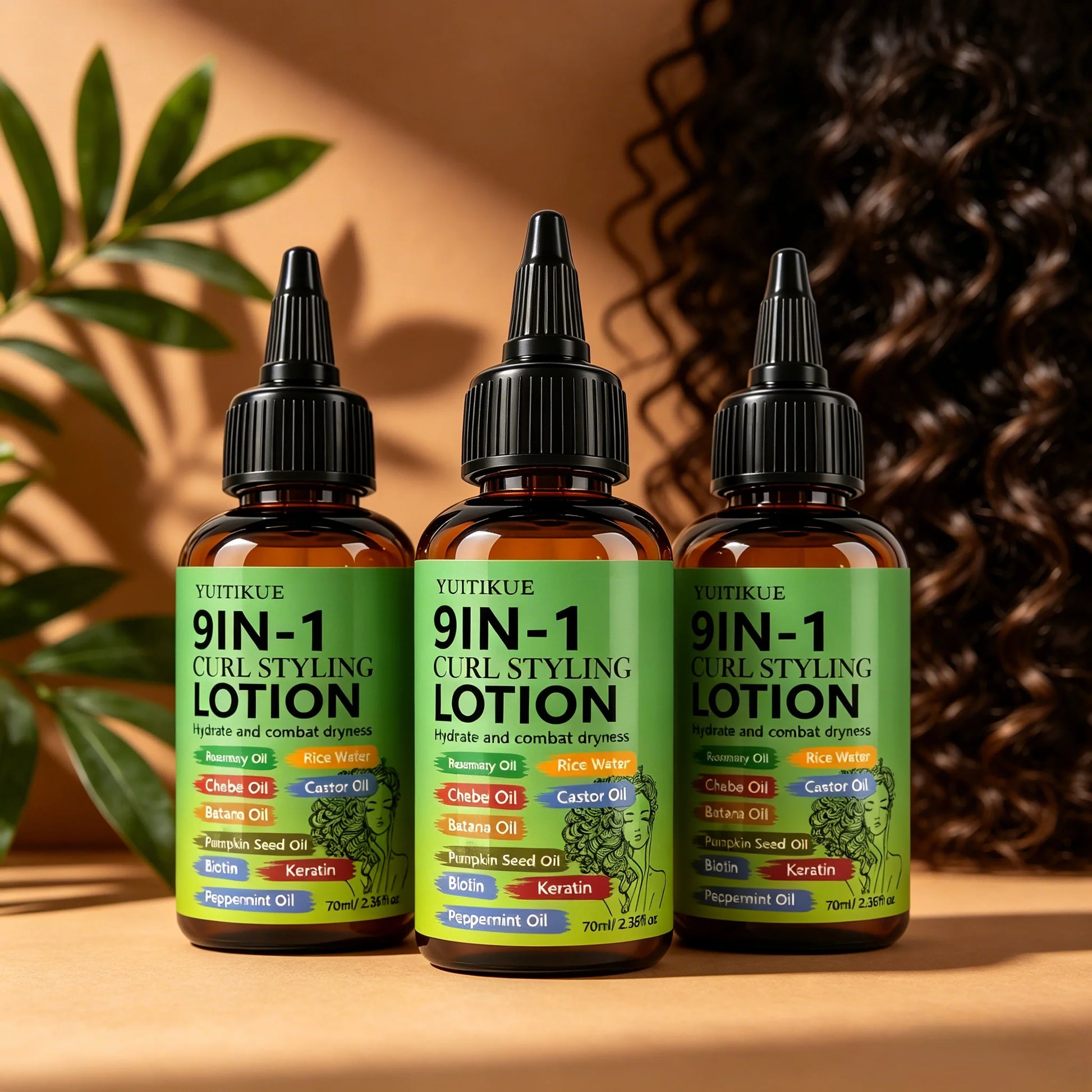 YUITIKUE 9-in-1 Curl Styling Lotion – Anti-Frizz & Hydrating Curl Styling Lotion Peaceful Pleasures Health and Wellness 3pc