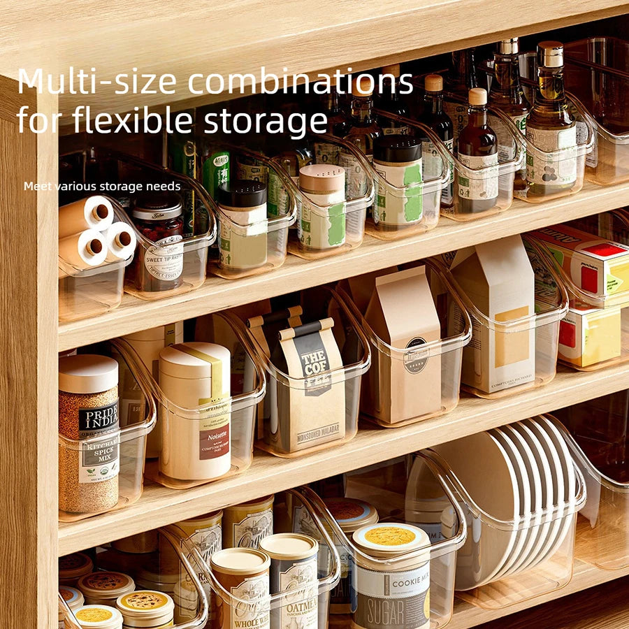 Pull-Out Cabinet Organizer Bin with Rolling Wheels – Clear Under-Sink Storage Basket