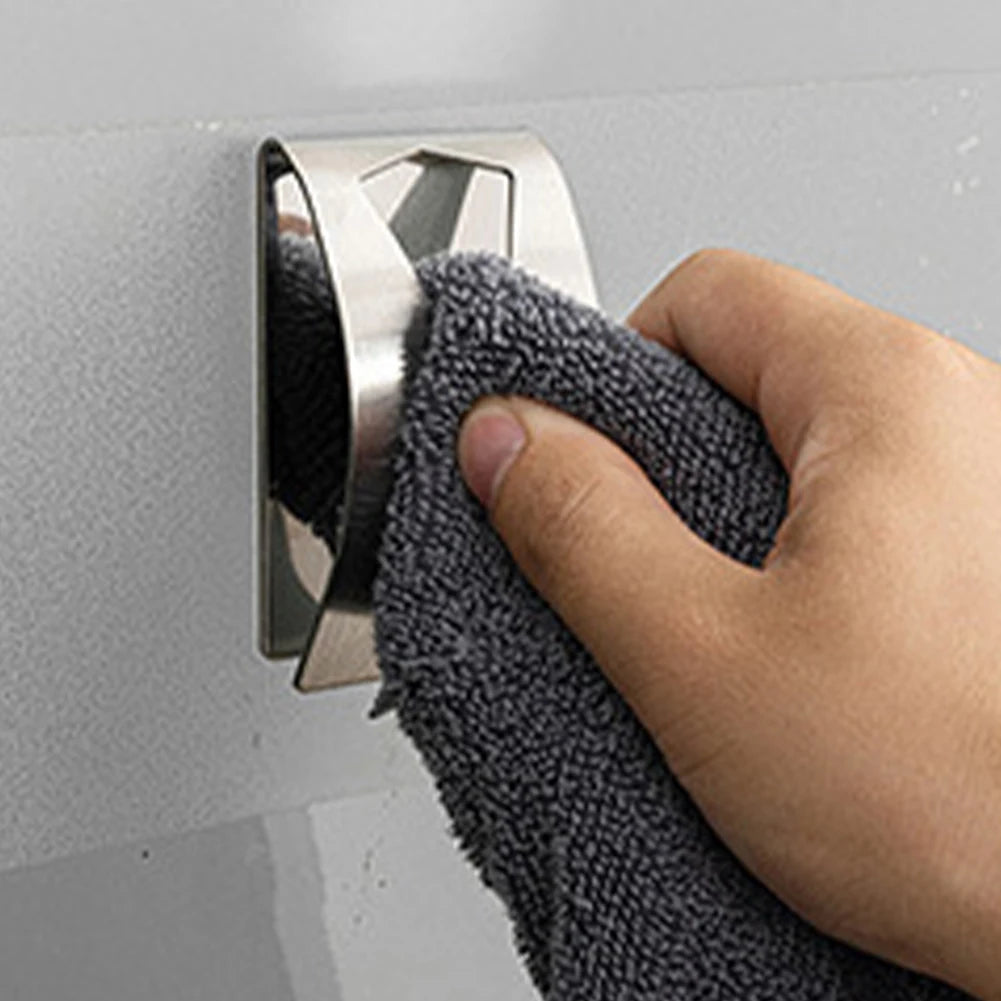 4-Pack Self-Adhesive Towel Hook Holders | No-Drill Stainless Steel
