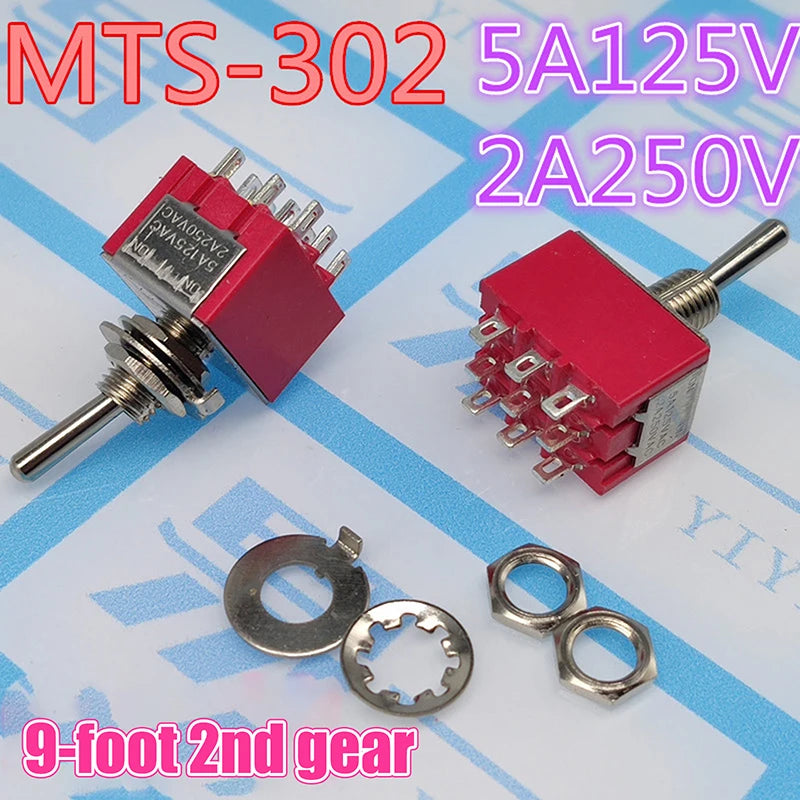 1PC 5A/125V-2A/250V AC MTS-402 Push Button Switch 9Pin Toggle Switches Red 2/3 Position ON-ON DPDT Mini Toggle Switches Peaceful Pleasures Health and Wellness