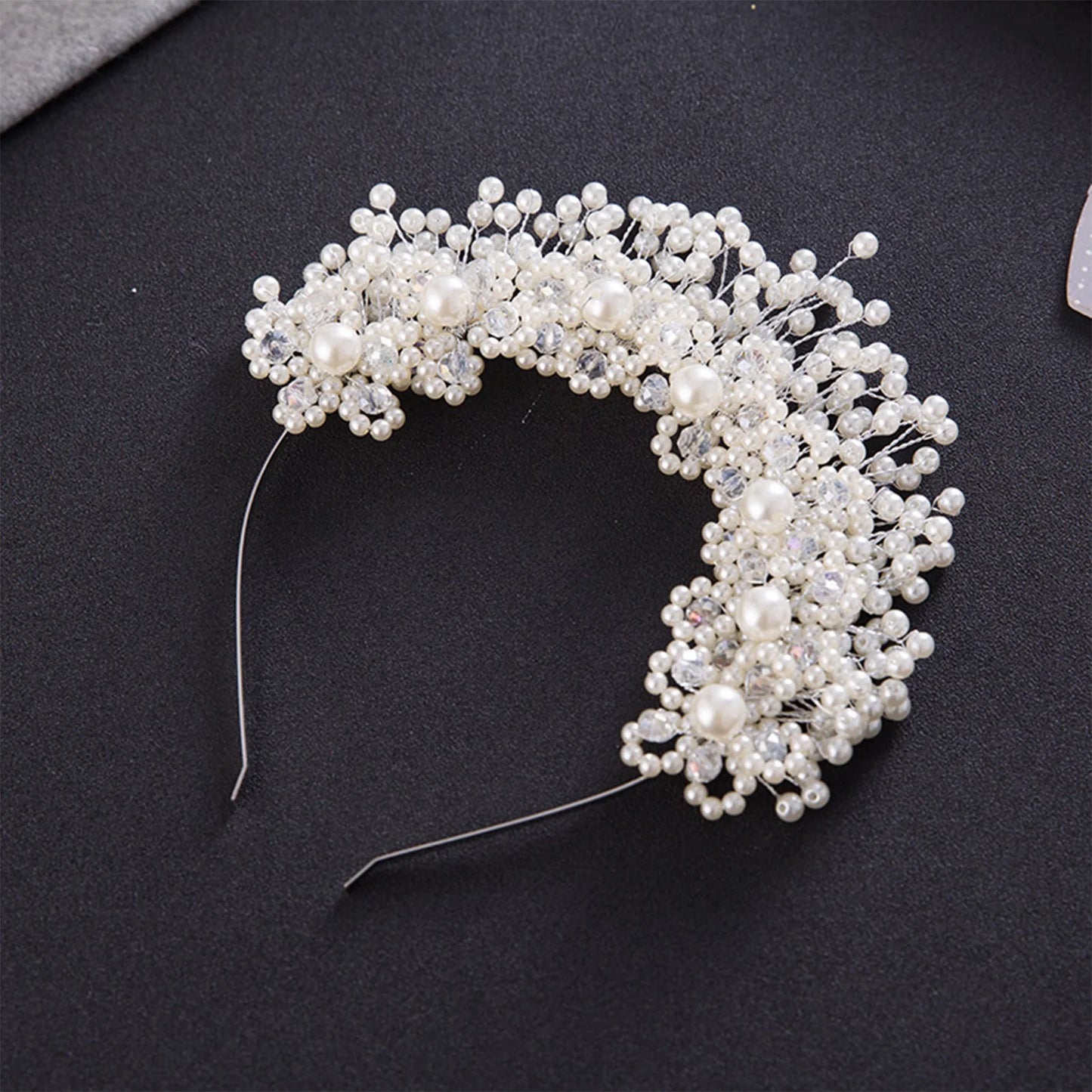 Bridal Pearl Hairband with Korean Style Pink Flower Wedding Accessory for Elegant Ceremony Look Peaceful Pleasures Health and Wellness White