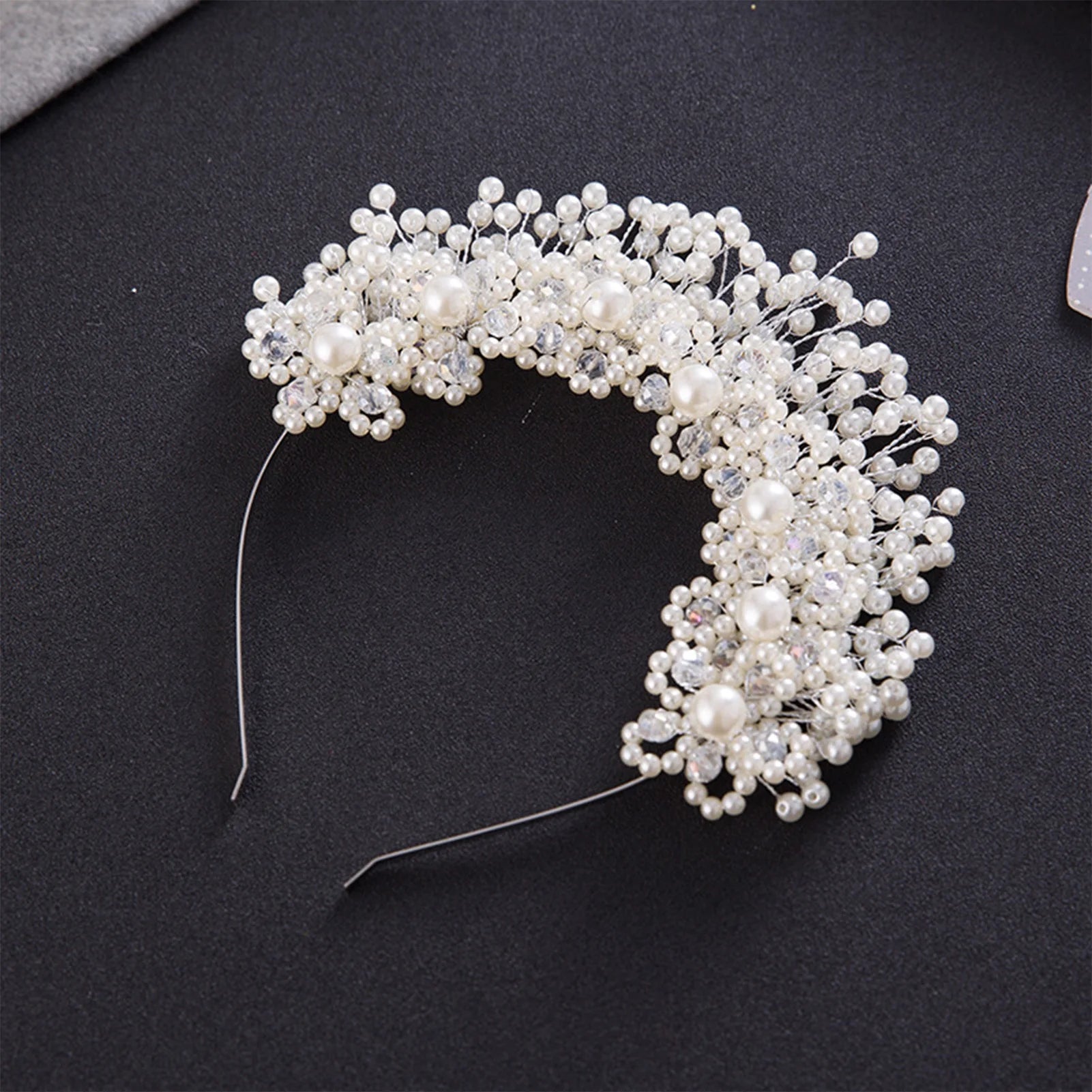 Bridal Pearl Hairband with Korean Style Pink Flower Wedding Accessory for Elegant Ceremony Look Peaceful Pleasures Health and Wellness White