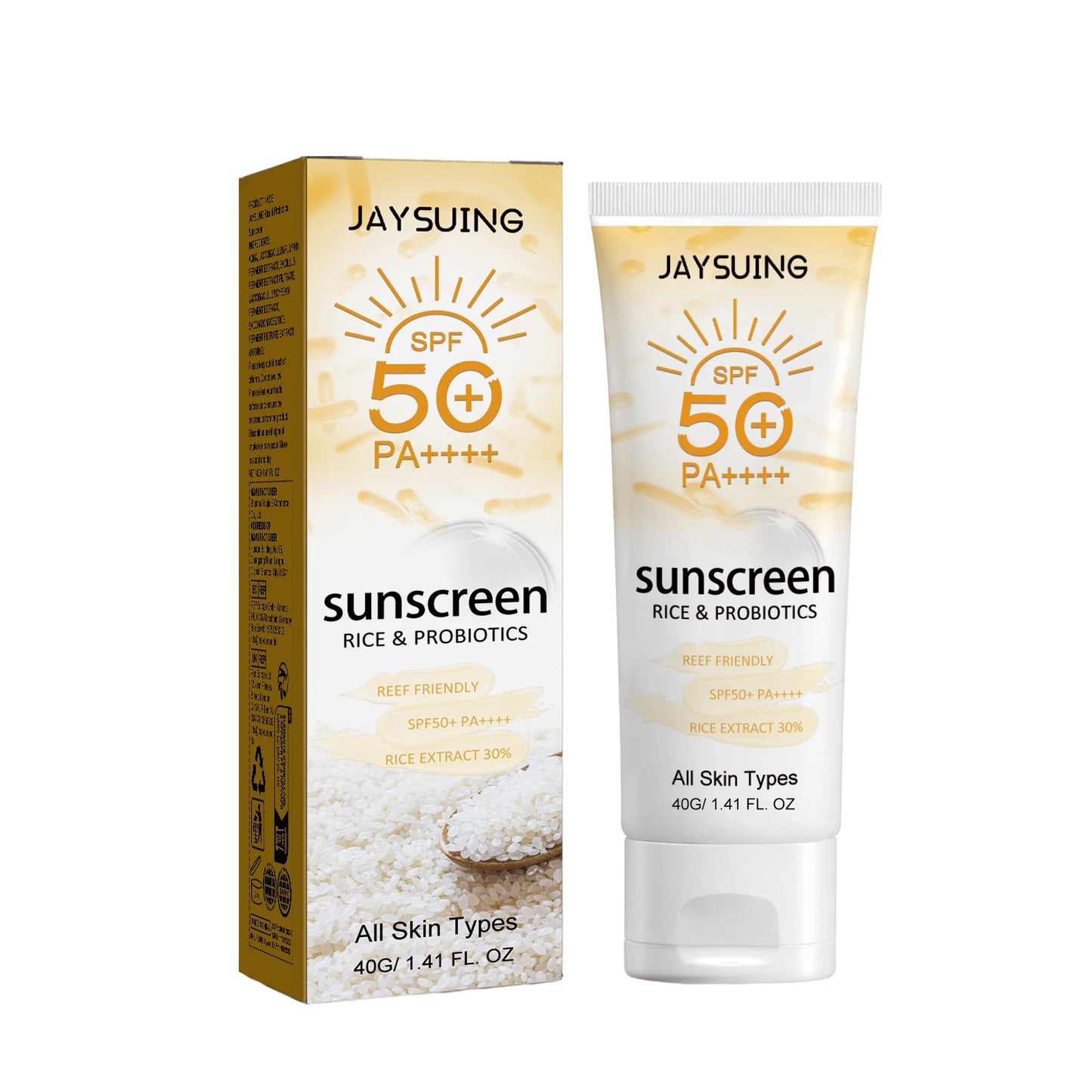 Probiotic Organic Rice Sunscreen Prevent Tanning Reduce Risk Sunburn Waterproof Broad Spectrum Protection UV Resistant Lotion Peaceful Pleasures Health and Wellness 40g