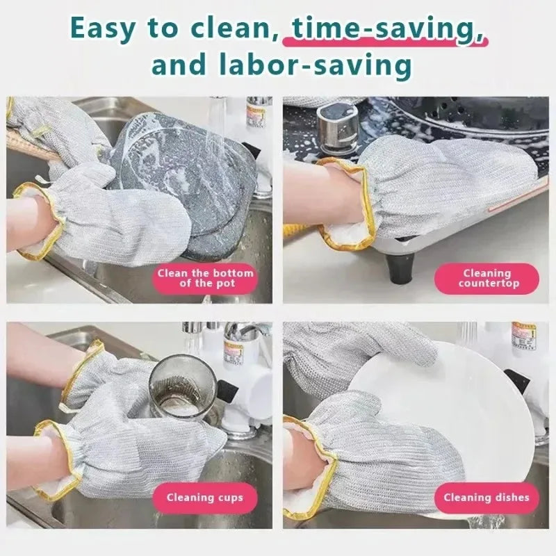 Silver Wire Dishwashing Gloves – Reusable Kitchen Scrubbers