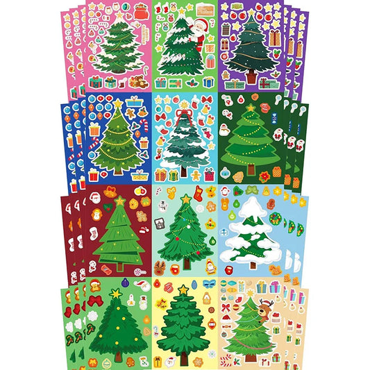 Christmas Tree Party Favors Stickers Kids DIY Puzzle Childern Gifts Peaceful Pleasures Health and Wellness