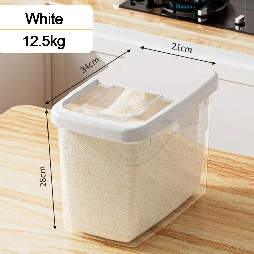 Fresh-keeping Transparent Rice Bucket Moisture-proof Leakproof Cereal Container Convenient Large Capacity Sealed Cans Peaceful Pleasures Health and Wellness white 7.5kg
