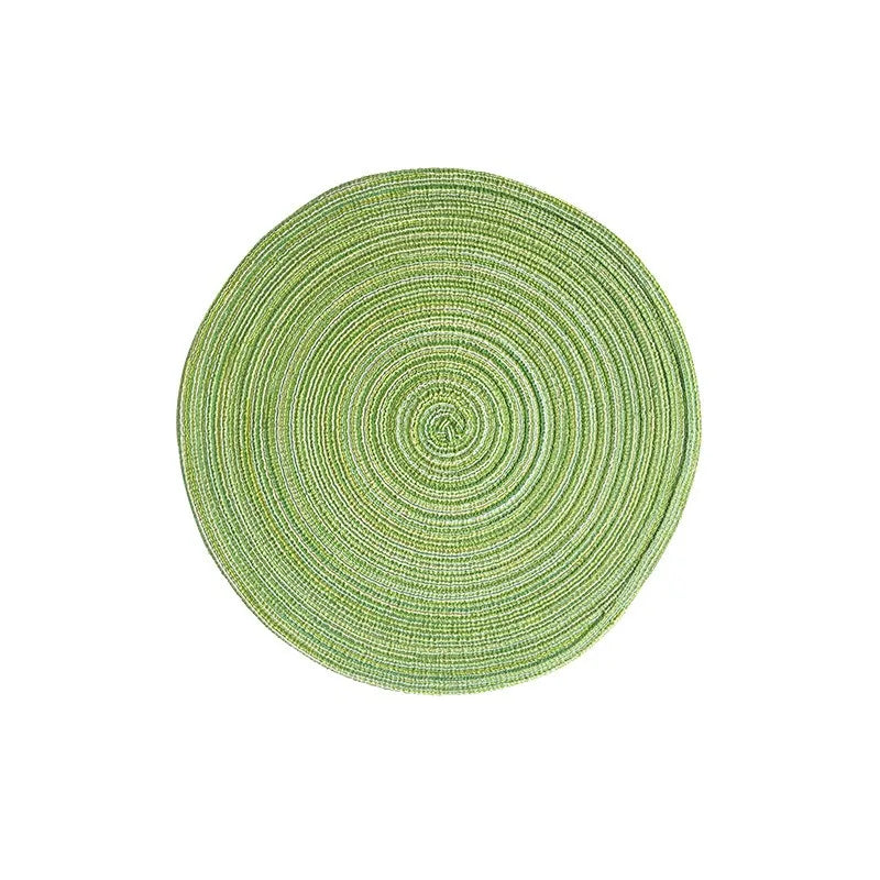 Nordic Style Imitation Cotton Yarn Placemat Round Ramie Woven Coaster Insulation Dish Mat Household Anti-scald Mat Peaceful Pleasures Health and Wellness Round green 36cm