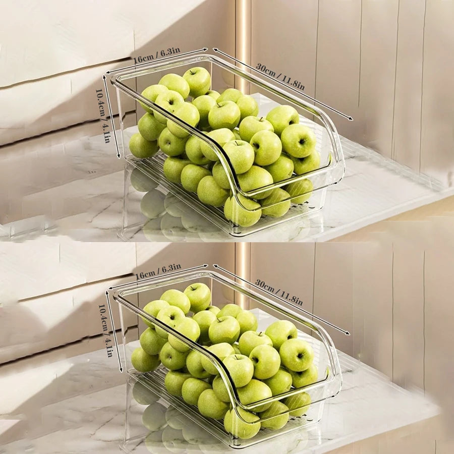 Clear Fridge Organizer Bins with Handle – Refrigerator, Freezer, Kitchen Cabinet & Pantry Organization Storage