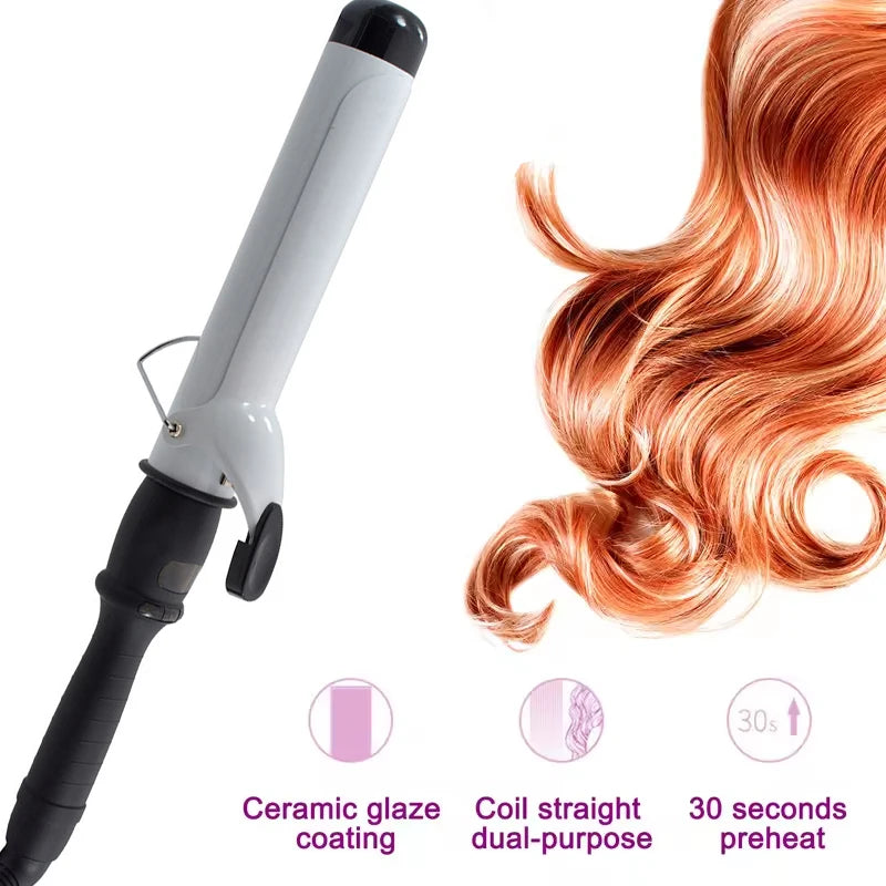Professional Electric Curling Wand with PTC Heater Ceramic LED Temperature Display Hair Styling Tool for Big Waves Household Use Peaceful Pleasures Health and Wellness