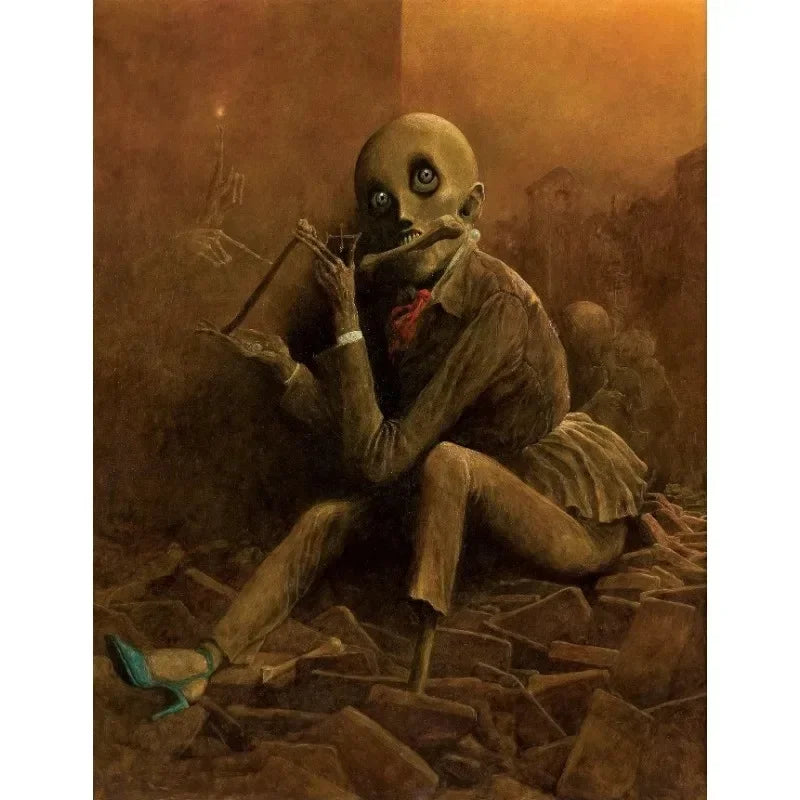 Zdzisław Beksiński Artwork Polish Surreal Dark Poster Prints Canvas Painting Gothic Wall Art for Living Room Home Decor Mural Peaceful Pleasures Health and Wellness 7 40x60cm Unframed