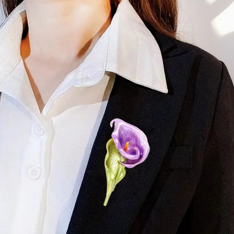 Lily Flower Enamel Brooch Pin – 4 Colors | Women & Unisex Enamel Brooch Pin Peaceful Pleasures Health and Wellness