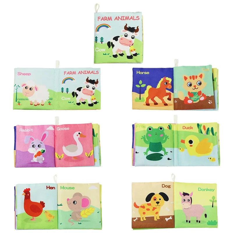 Baby Soft Cloth Books Rustle Sound Quiet Infant Early Learning