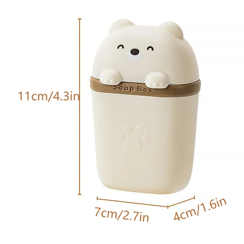 Cartoon Bear Portable Soap Dish | Waterproof Travel Soap Box
