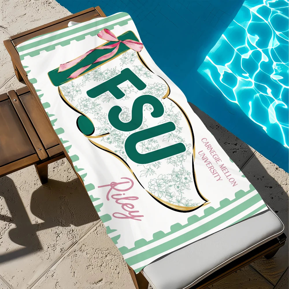Personalized School Spirit Quick-Dry Beach Towel | 11 Sizes Quick-Dry Beach Towel Peaceful Pleasures Health and Wellness z4 STJ80x160CM