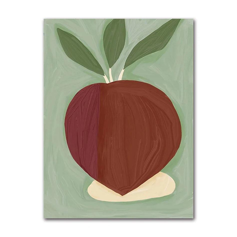 Boho Daisy Sunflower Fruits Canvas Wall Art – Kids Room Decor