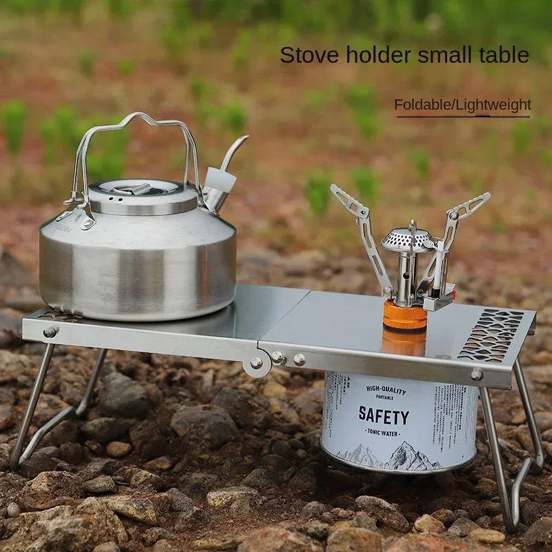 Outdoor Portable Mini Tea Table Stainless Steel Splicing Folding Barbecue Table Multifunctional Camping Grill Tea Dual Use Table Peaceful Pleasures Health and Wellness