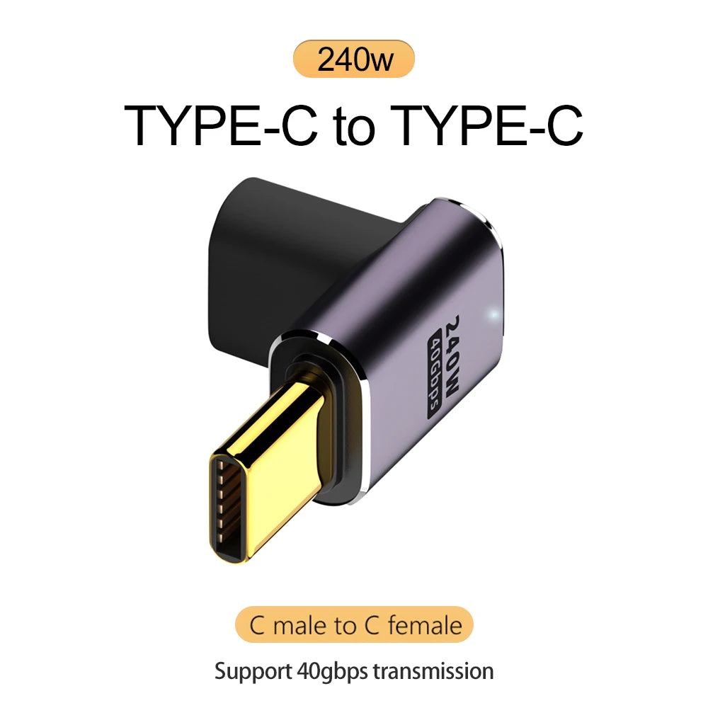 USB4 Type-C Adapter 240W PD 40Gbps 8K@60Hz Elbow OTG Converter Peaceful Pleasures Health and Wellness Style G