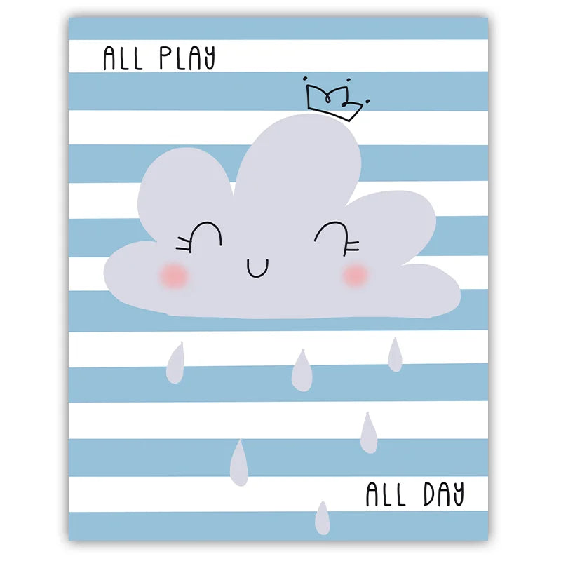 Nursery Quotes Wall Art, Rainbow Moon Cloud Canvas Painting, Nordic Posters Prints for Baby Boy Girl Kids Bedroom Decor Peaceful Pleasures Health and Wellness 01 15x20cm No Frame China Mainland