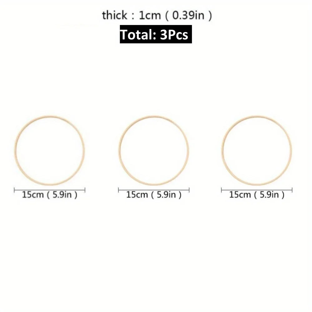 Wreath Rings, 3Pack 4Sizes (6 8 10 12lnch) Wooden Bamboo Floral Hoop Wreath Macrame Craft Hoop Rings for DlY Christmas Wedding Peaceful Pleasures Health and Wellness 5.9in