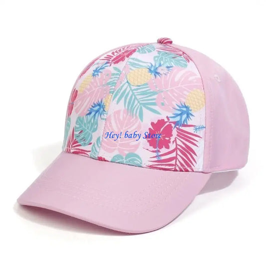 Girls Ponytail Hole Baseball Cap | Breathable Kids Sun Hat Kids Baseball Cap Peaceful Pleasures Health and Wellness