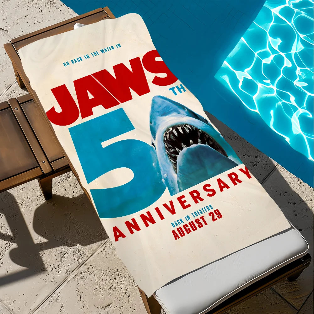 Jaws Movie Quick-Dry Beach Towel | Soft Pool & Travel Towel Beach Towel Peaceful Pleasures Health and Wellness z4 STJ150x180CM