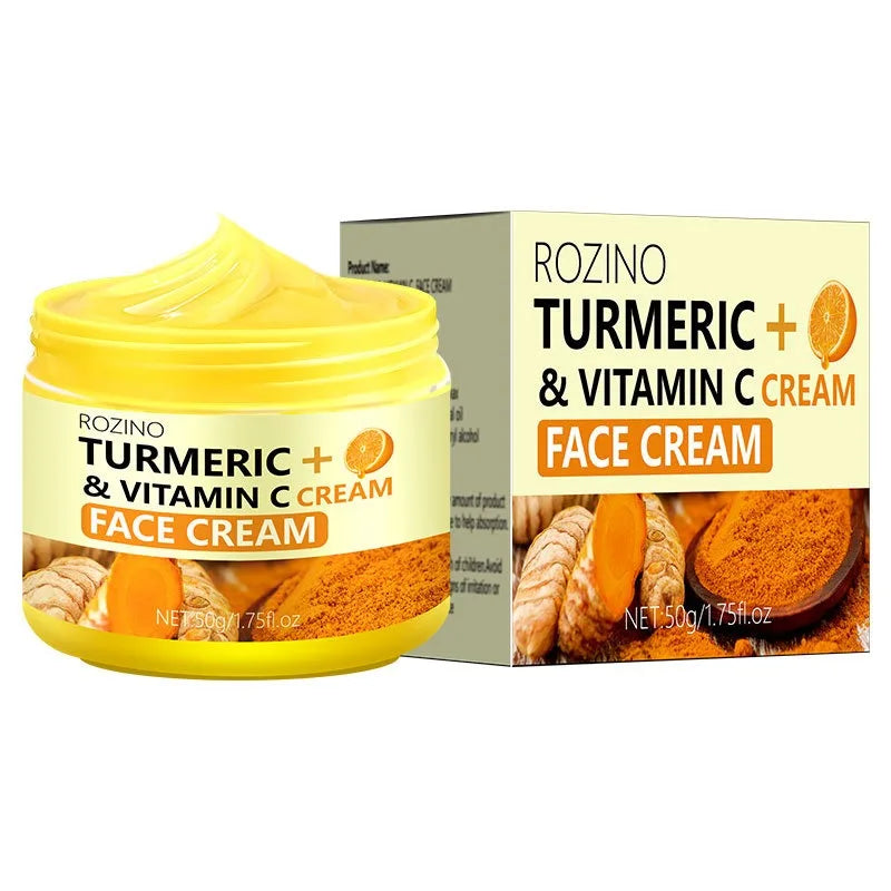 Turmeric VC Cream Smooths Wrinkles Collagen Hyaluronic Acid Improves Dull and Dry Skin Oil Control Moisturizing Cream 60g Peaceful Pleasures Health and Wellness 50g