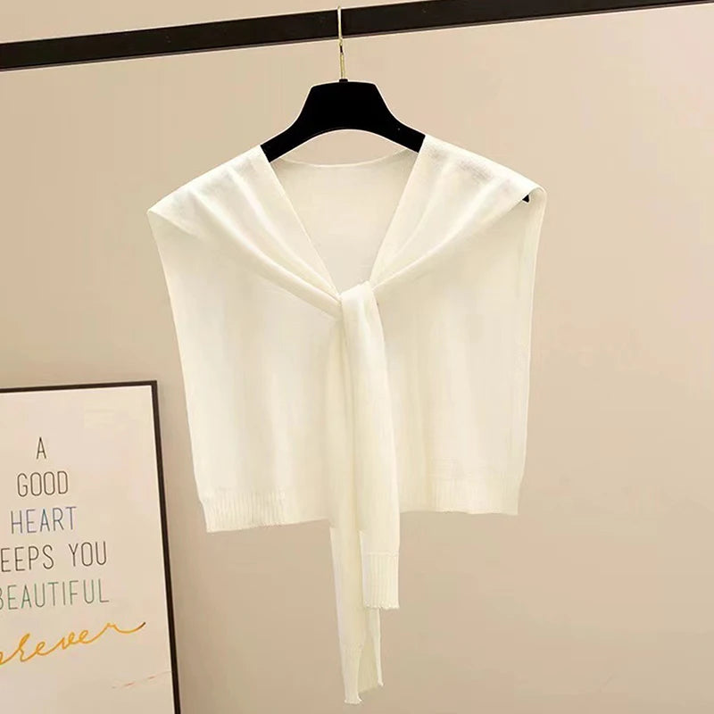 Women's Striped Knit Shrug Scarf | Warm Neck Cover & Shawl