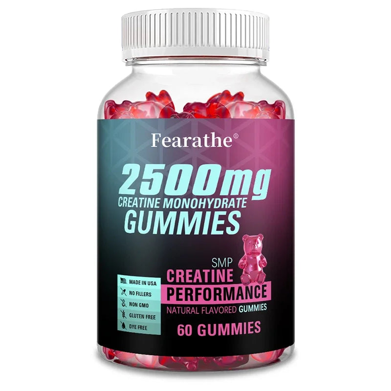 Creatine Monohydrate Gummies - Boost Energy, Build Muscle Mass, and Improve Athletic Performance, Supports Mood Health Peaceful Pleasures Health and Wellness 60 count-1 bottle
