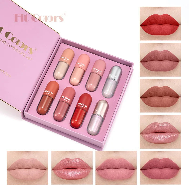 Fit Colors 8-Pc Velvet Matte Liquid Lipstick Set | Long-Lasting