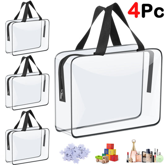 4/6Pcs PVC Makeup Storage Bags Portable Large Capacity Waterproof Clear Organizer Bag with Zipper for Travel Washing Household Peaceful Pleasures Health and Wellness