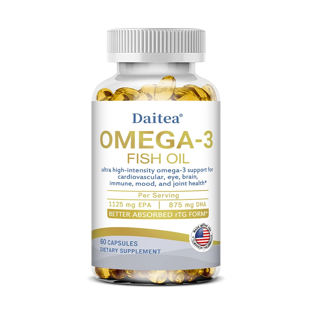 OMEGA-3 Fish Oil Capsules, Ultra-High Strength Omega-3s, Support Cardiovascular, Eye, Brain, Immune, Mood, and Joint Health Peaceful Pleasures Health and Wellness 60 count-1 bottle