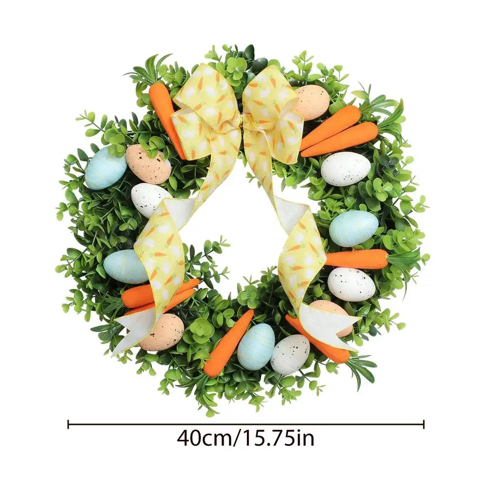 Easter Wreaths Handmade Cute Egg Carrot Design Festive Garland Front Door Wreath For Friends Family Gatherings Window Outdoor Peaceful Pleasures Health and Wellness Green China Mainland
