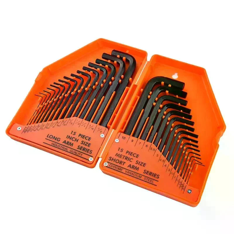 30-Piece S2 Steel SAE & Metric Hex Key Allen Wrench Set Hex Key Wrench Set Peaceful Pleasures Health and Wellness