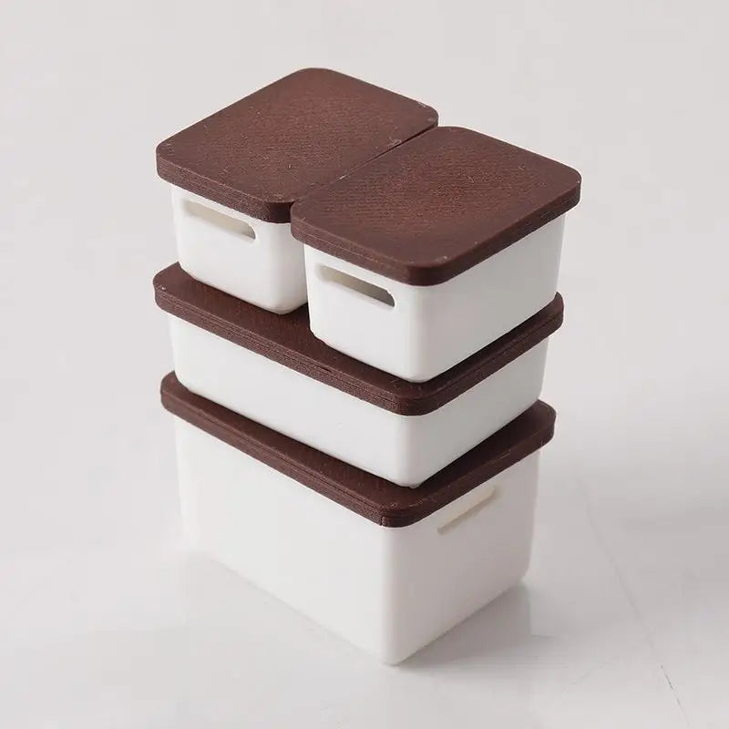 1/12 Dollhouse Miniature Food Storage Cases Set of 4 with Lids