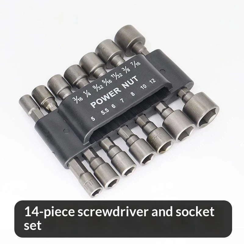 9/14PCS Hex Socket Bit Set | Chrome Vanadium Steel Driver Kit Hex Socket Bit Set Peaceful Pleasures Health and Wellness 14pcs