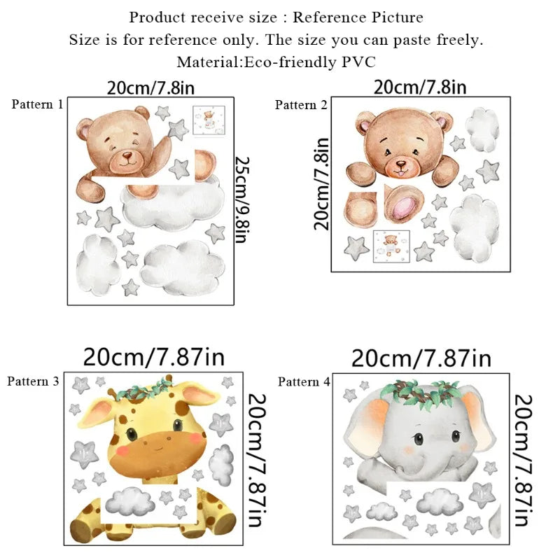 Cute Giraffe Bear Elephant Star Switch Sticker Kid Baby Bedroom Decoration Self-adhesive Home Decor Wallpaper Child Wall Decals Peaceful Pleasures Health and Wellness