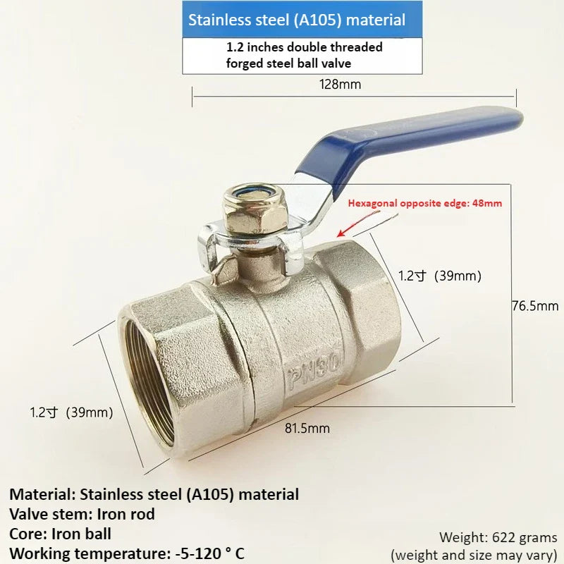 Stainless Steel BSPT Ball Valve 1/2" to 2" | Water Gas Oil