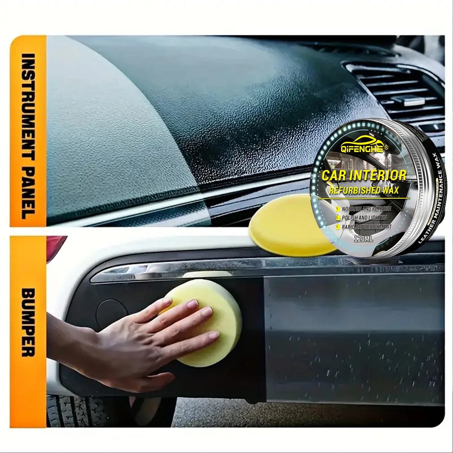 Car Interior Care Cream – Gloss Black PVC Paste for Plastic & Tyres