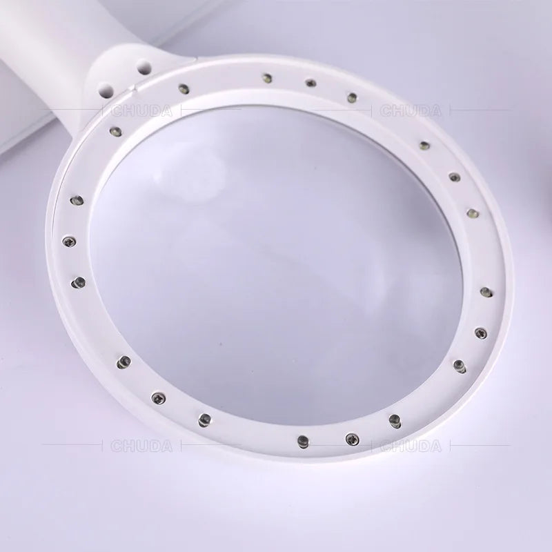 Handheld Magnifying Glass 120Mm Large Diameter Reading 14 Led Light Comfortable Handle Design Peaceful Pleasures Health and Wellness