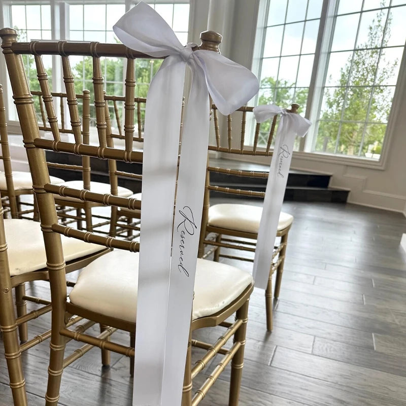 5-Pack White Bow Chair Sashes | Wedding & Party Décor Wedding Chair Sashes Peaceful Pleasures Health and Wellness
