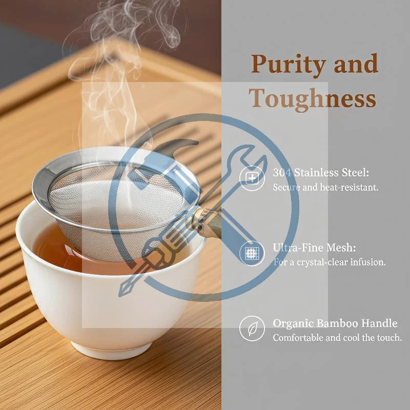 Stainless Steel Matcha Sifter & Tea Strainer | Bamboo Handle Tea Strainer Peaceful Pleasures Health and Wellness