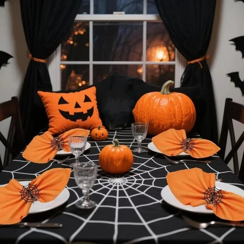 Halloween Spider Web Napkin Rings | Black Table Décor 1–50 PCS