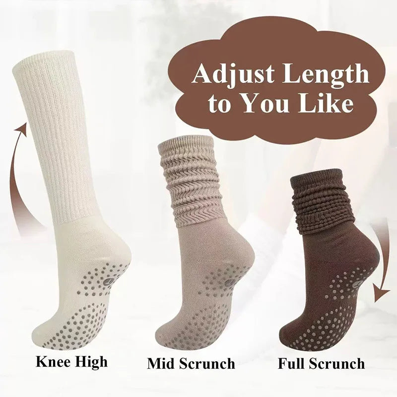 Yoga Socks Mid-Calf Pilates Socks Non-Slip Women's Sweat-Absorbent Non-Slip Dotted Floor Socks Versatile Sports Fitness Silicone Socks Peaceful Pleasures Health and Wellness